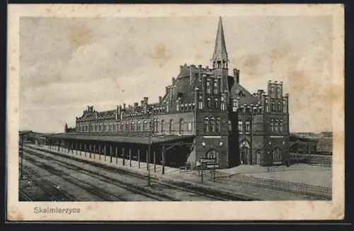 AK Skalmierzyce, Ansicht vom Bahnhof