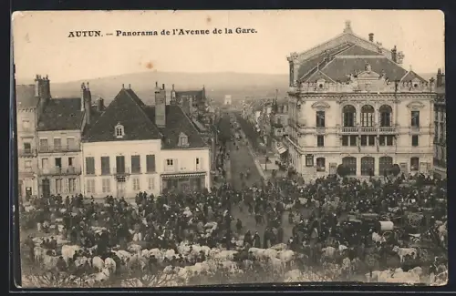 AK Autun, Panorama de l'Avenue de la Gare