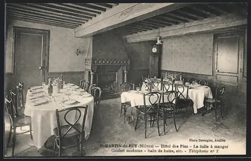 AK Saint-Martin-du-Puy, Hôtel des Pins La Salle à manger, Essenssaal eines Hotels