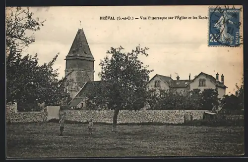 AK Saint-Lambert, Vue Pittoresque sur l`Èglise et les Ècoles