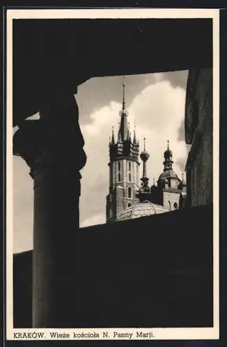 AK Krakau-Krakow, Wieze kosciola N. Panny Marji