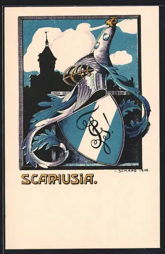 Künstler-AK J. Schaad: Scaphusia, Studentenwappen, Burschenschaft aus Schaffhausen