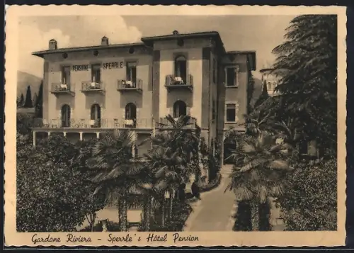 AK Gardone Riviera, Sperrle`s Hotel Pension mit Palmengarten