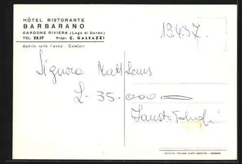 AK Gardone Riviera, Hotel Ristorante Barbarano