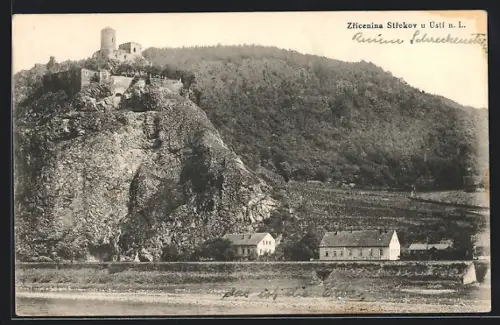 AK Schreckenstein, Burg mit Wallum` Gasthaus