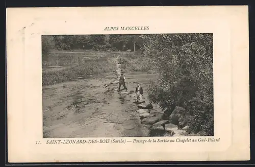 AK Saint-Lèonard-des-Bois, Passage de la Sarthe au Chapelet au Guè-Pelard