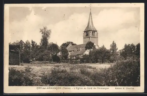AK Cry-sur-Armancon, L`Église au bord de l`Armancon