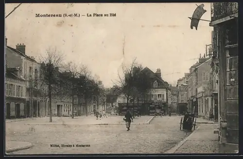 AK Montereau / S.-et-M., Place au Blé, Ortspartie, Strassenpartie