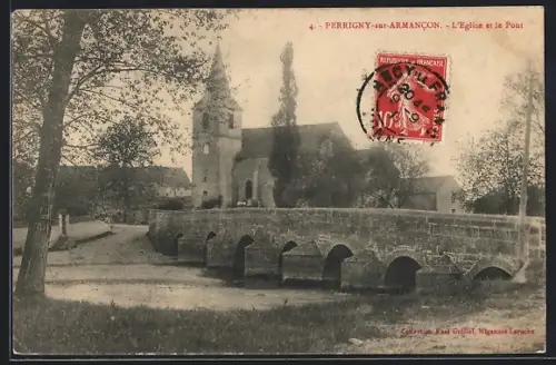 AK Perrigny-sur-Armancon, L`Eglise et le Pont