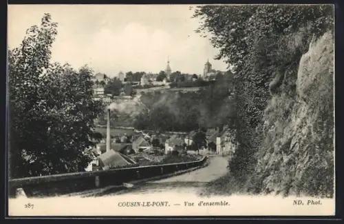 AK Cousin-le-Pont, Vue d`ensemble, auf der Strasse in den Ort