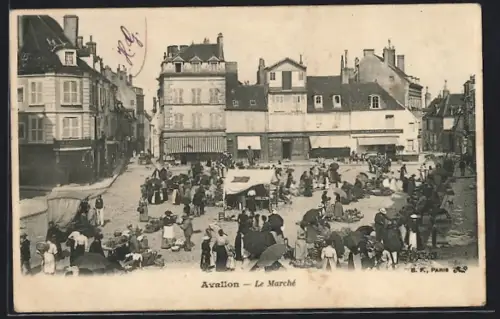 AK Avallon, Le Marche, Stände auf dem Wochenmarkt