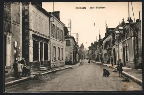AK Bleneau, Rue d`Orleans, Kinder auf der Strasse