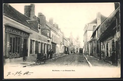 AK Bléneau, La Grande Rue, Strassenpartie