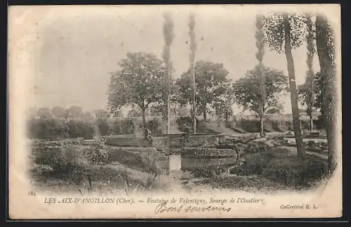 AK Les Aix-D`Angillon, Fontaine der Valentigny