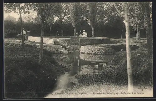 AK Les-Aix-d'Angillon, Fontaine de Valentigny, l'Qualier a sa Source