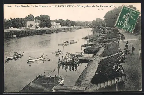 AK Le Perreux, Les Bords de la Marne, Vue prise de la Passerelle