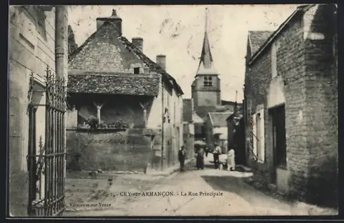 AK Cry-sur-Armancon, La Rue Principale, vue sur Eglise