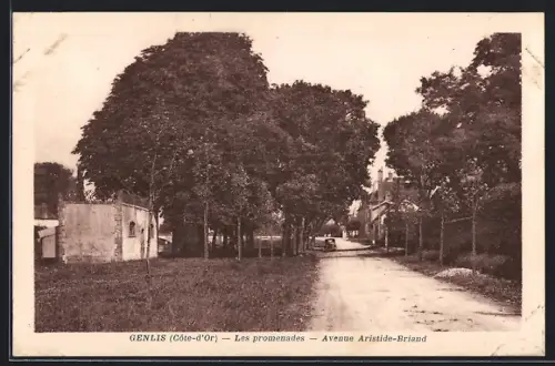 AK Genlis, Les promenades - Avenue Aristide-Briand