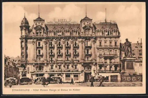 AK Strasbourg, Hotel Maison Rouge et Statue de Kleber