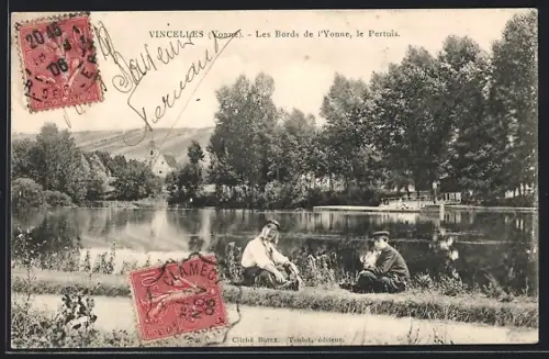 AK Vincelles /Yonne, Les Bords de l`Yonne, le Pertuis