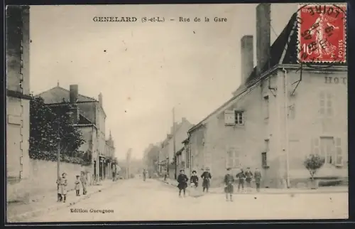 AK Geneland, Rue de la Gare, Strassenpartie