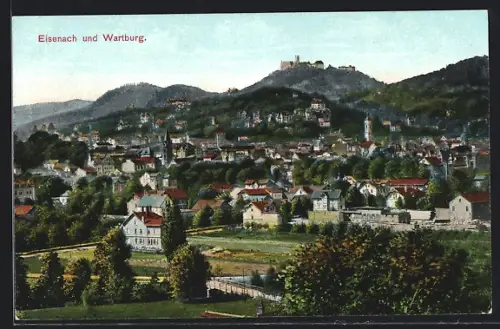 AK Eisenach, Gesamtansicht mit der Wartburg