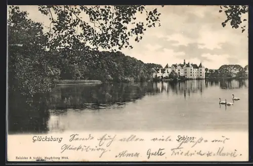 AK Glücksburg /Ostsee, Schloss mit Schwänen