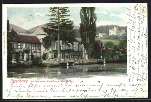 AK Ilsenburg, Hotel zu den roten Forellen mit Forellenteich