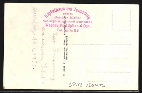 AK Spitz / Donau, Gasthaus Hiefler`s Gipfelhaus am Jauerling