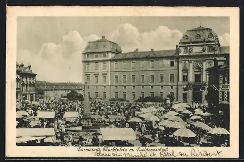 AK Darmstadt, Marktplatz mit Residenzschloss