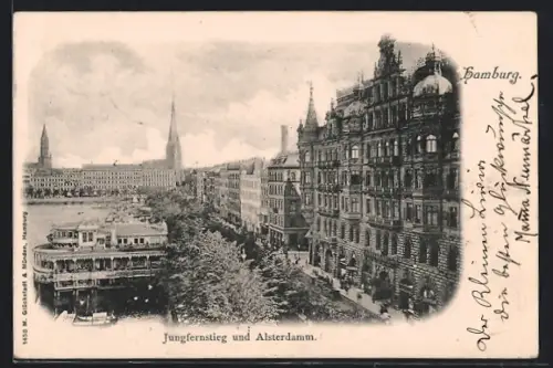 AK Hamburg-Neustadt, Jungfernstieg und Alsterdamm