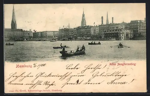 AK Hamburg-Neustadt, Alter Jungfernstieg mit Stadtansicht