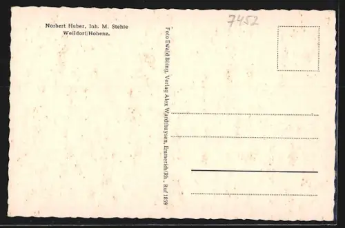 AK Weildorf / Hohenzollern, Geschäft Norbert Huber, Inh. M. Stehle, Teilansichten