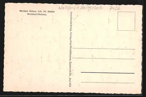 AK Weildorf / Hohenzollern, Geschäft Norbert Huber, Inh. M. Stehle, Teilansichten