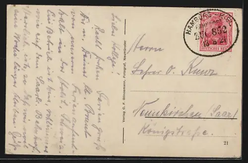 AK Seebad Einfeld, Blick auf Anlegestege mit Seegelschiffen