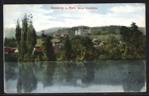 AK Ilsenburg /Harz, Hotel Waldhöhe mit See