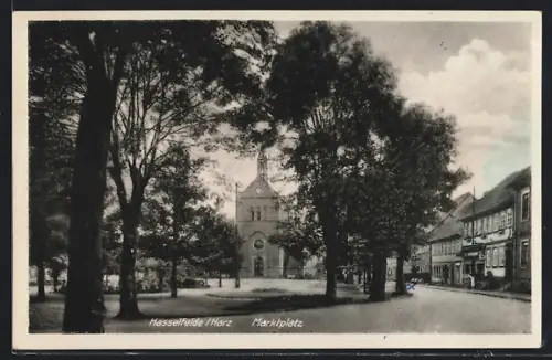 AK Hasselfelde /Harz, Ausblick zum Marktplatz