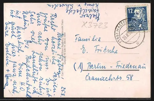 AK Hasselfelde /Harz, Ausblick zum Marktplatz