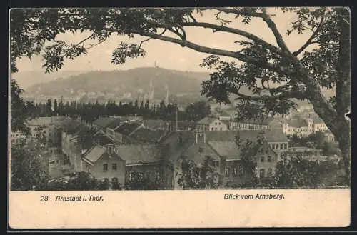 AK Arnstadt i. Thür., Blick vom Arnsberg auf den Ort