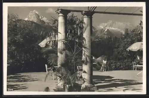 AK Berchtesgaden, Grand Hotel, Blick von Terrasse gegen Hohen Göll