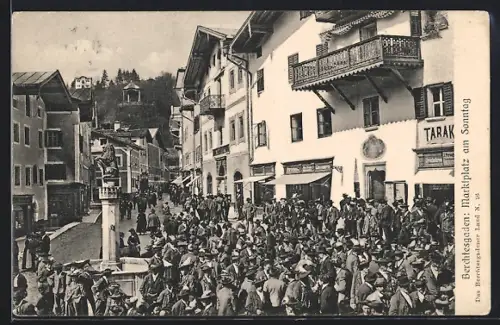 AK Berchtesgaden, Marktplatz am Sonntag