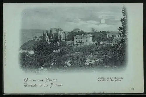 Mondschein-AK Fiume, Schloss von Tersatto