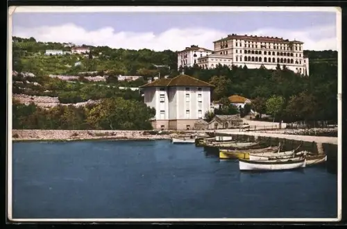 AK Crikvenica, Ortspartie vom Wasser aus gesehen