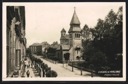 AK Chodau b. Karlsbad, Parkstrasse