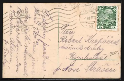 AK Karlsbad, Untere Parkstrasse mit Hotel Kroh