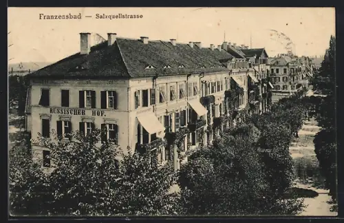 AK Franzensbad, Salzquellstrasse mit Hotel Russischer Hof
