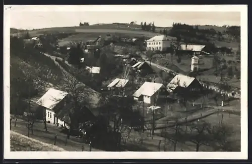 AK Bukovina u Cisté, Panorama mit Strassenpartie
