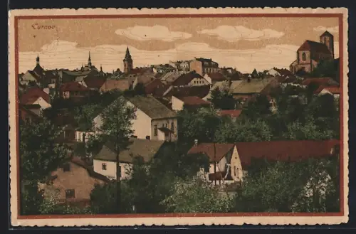AK Turnov, Panorama mit Kirche