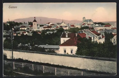 AK Turnov, Panorama mit Kirche