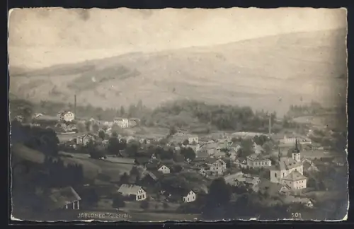 AK Jablonec n. Jizerou, Panorama mit Kirche